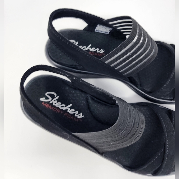 Sketchers Memory Foam Rumblers Sci-Fi Style Black Wedges - Picture 4 of 9